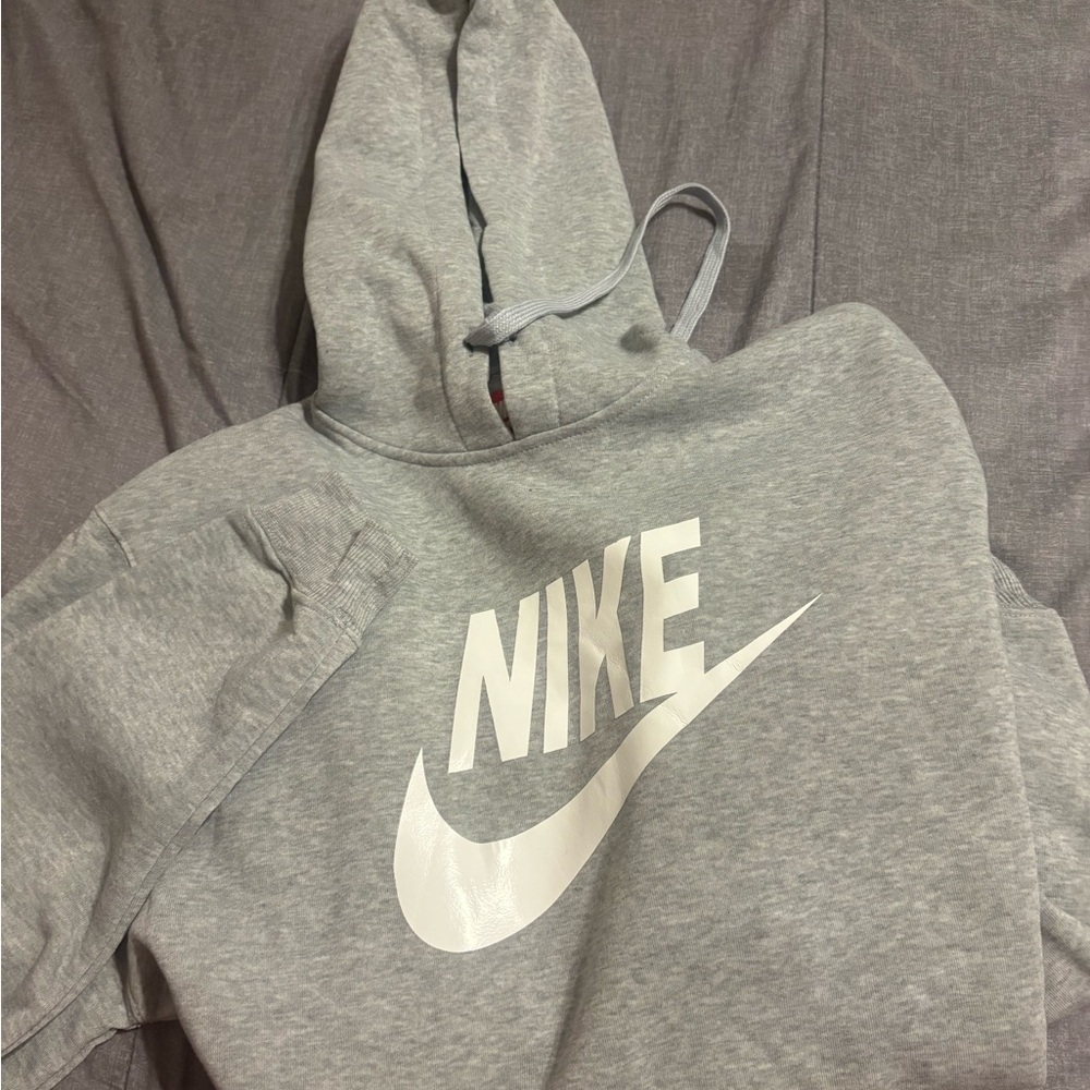 Nike Light Gray Hoodie with White Logo